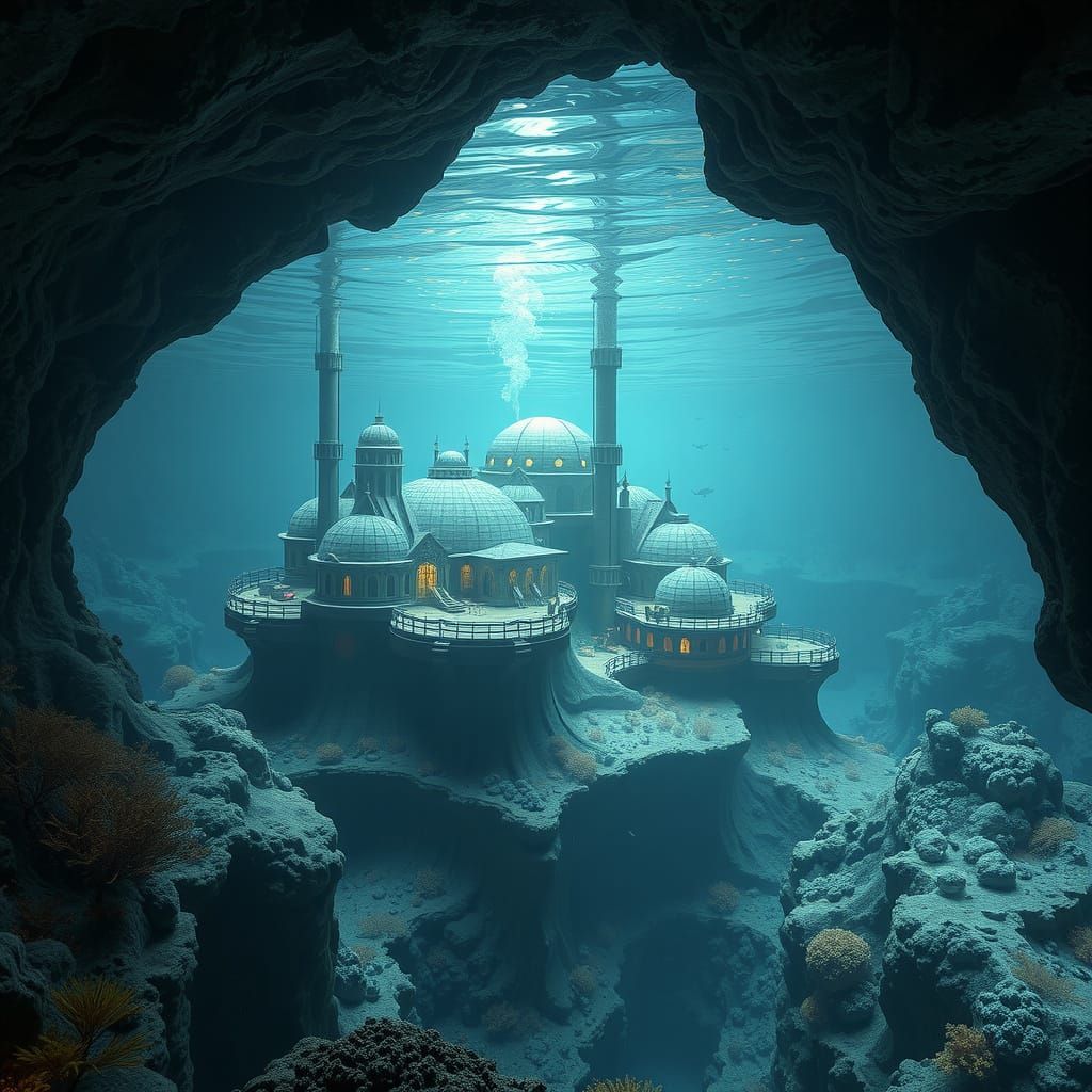 Underwater City: Glowing Coral Reef Neighborhood