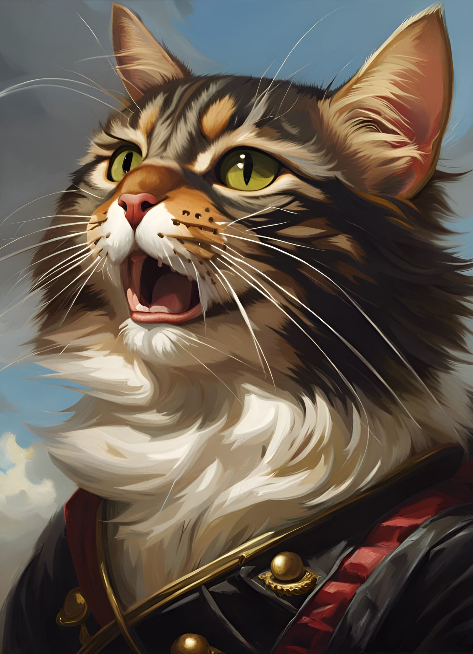 Pirate Cat Portrait in Oil Painting Style