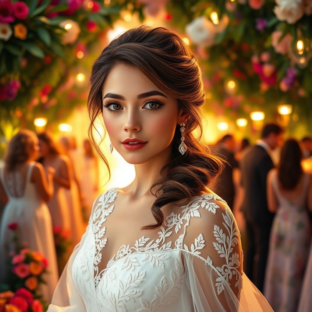 Whimsical Wedding Scene in Mature Painting Style