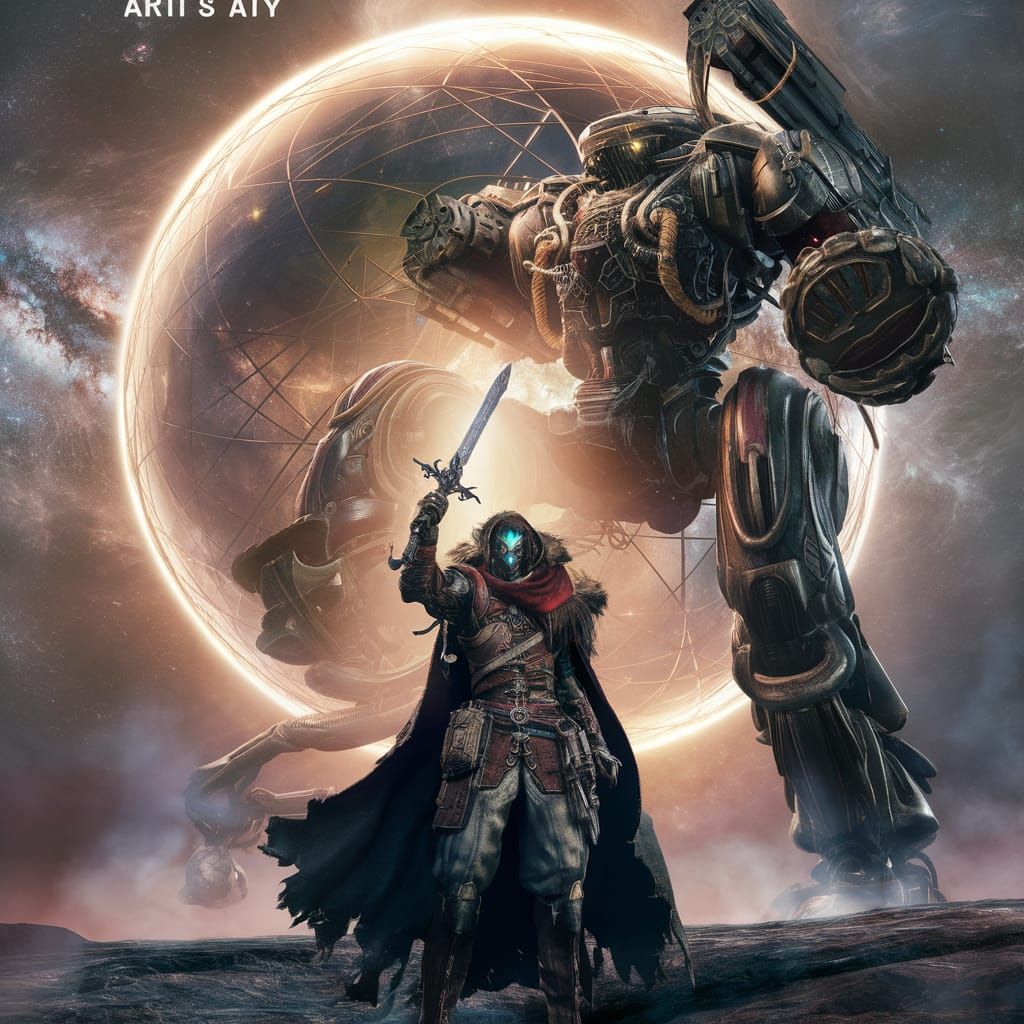 Sci-Fi Book Cover: Dyson Sphere and Battle-Mech