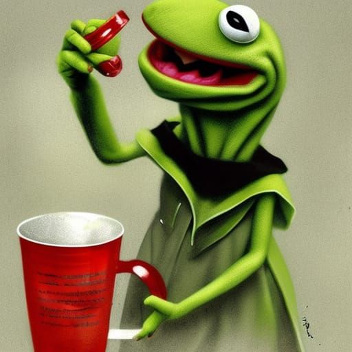 Sinister Horror Kermit Sipping Tea Meme
