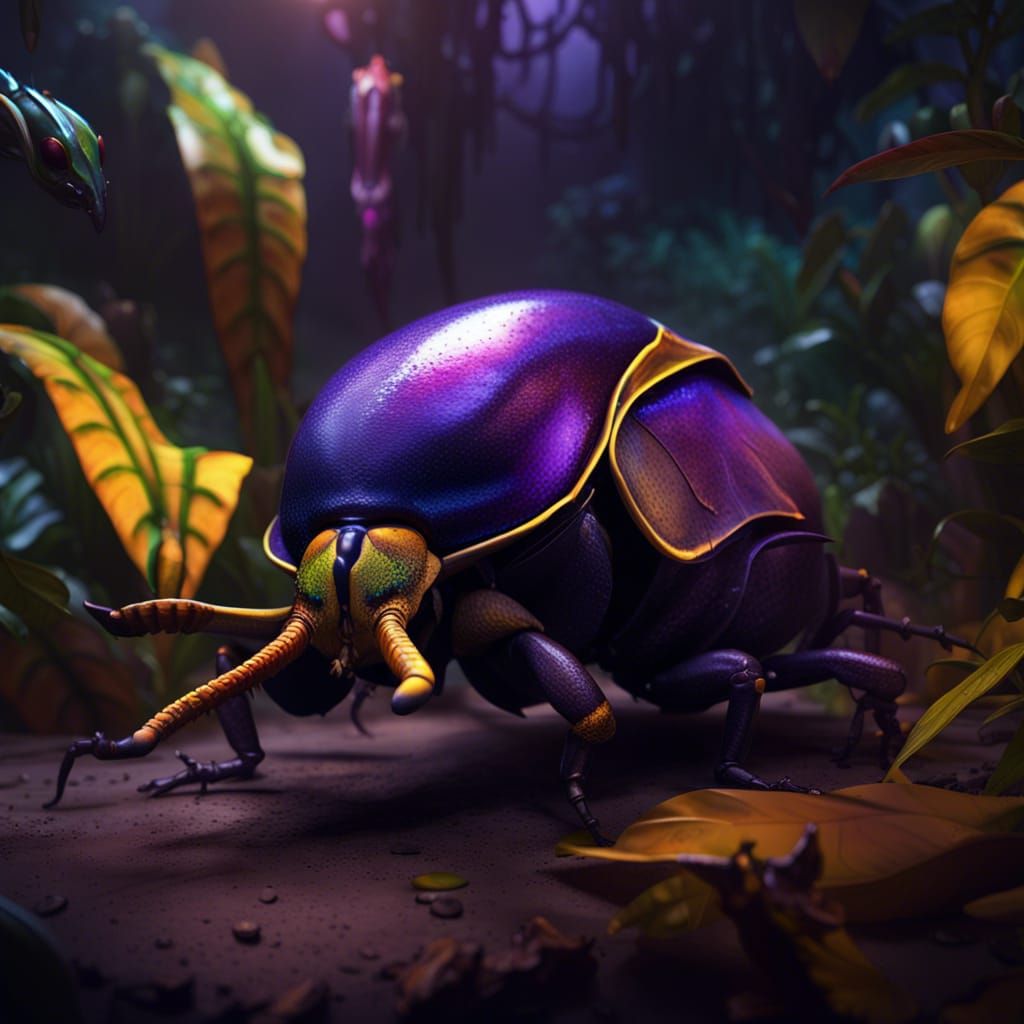 Hyperdetailed Hercules Beetle in Dark Fantasy Art