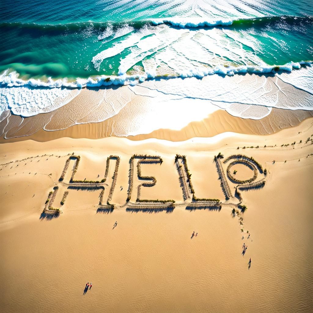 Aerial View of Desert Island SOS Message