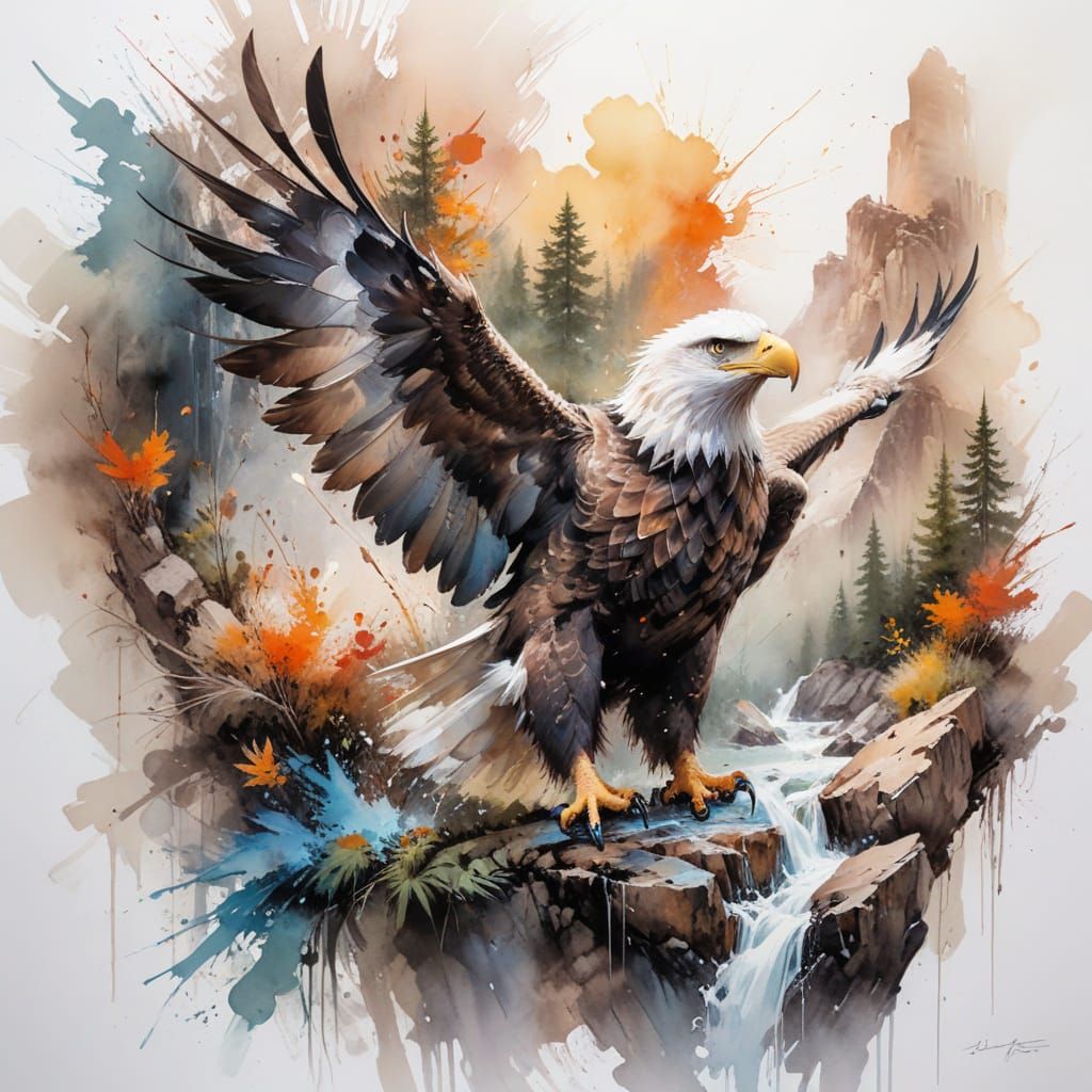 Majestic Bald Eagle in Wilderness Landscape