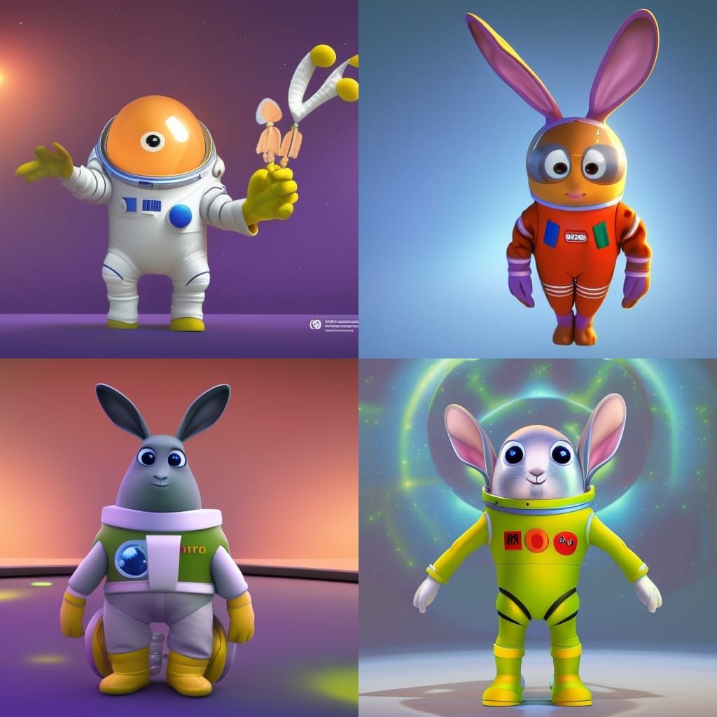 Rabbit in Spacesuit: Pixar-Style 3D Digital Art