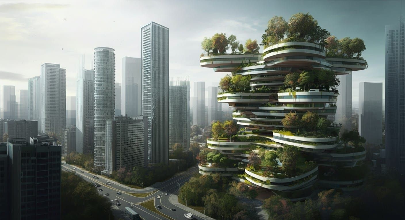 Futuristic Metropolis Blends Nature and Architecture