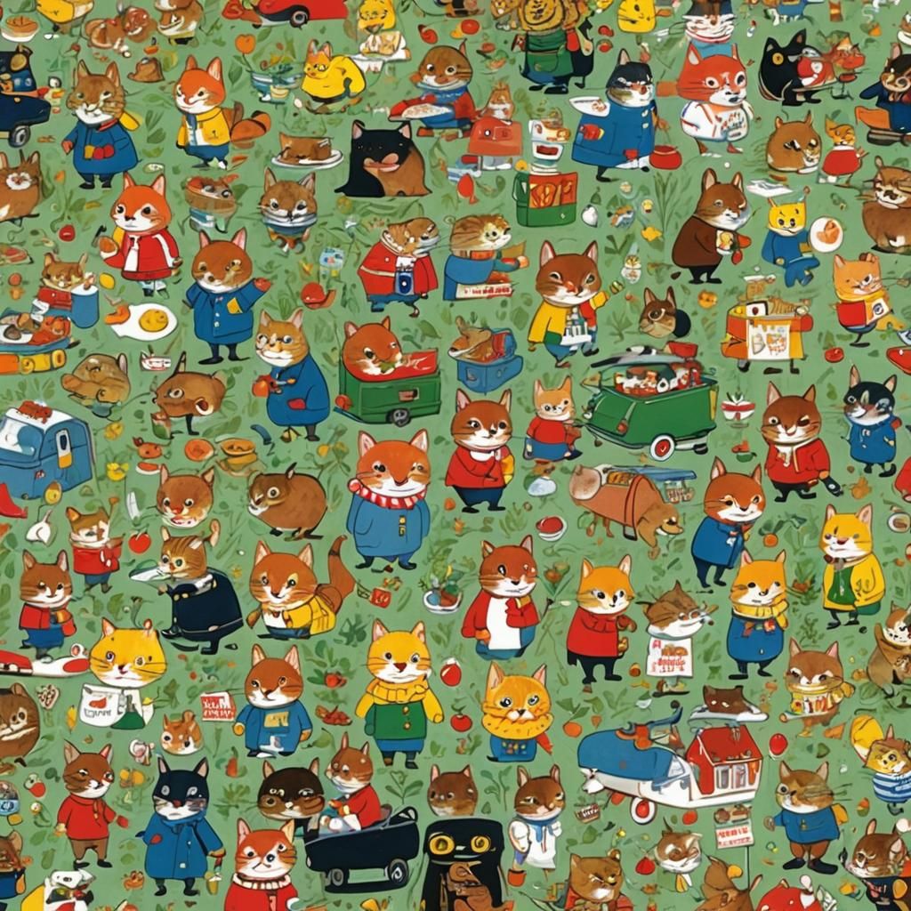 Charming Animal Town Illustration in Scarry Style