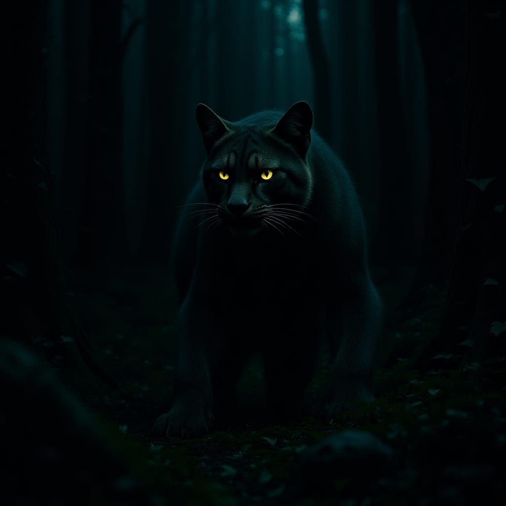 Puma Stalking Prey in Dark Fantasy Style