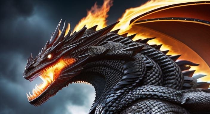 Galactic Black Dragon God Breathing Fire