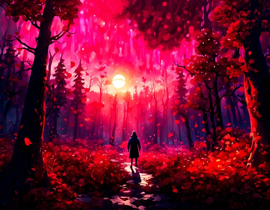 Lonely Figure in Sun Rays, Fantasy Art