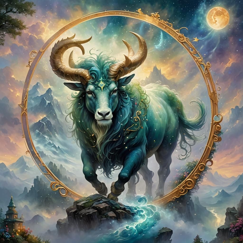 Surreal Capricorn Zodiac Sign in Ethereal Style