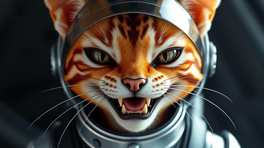 Orange Fur Alien Catgirl in Spacesuit
