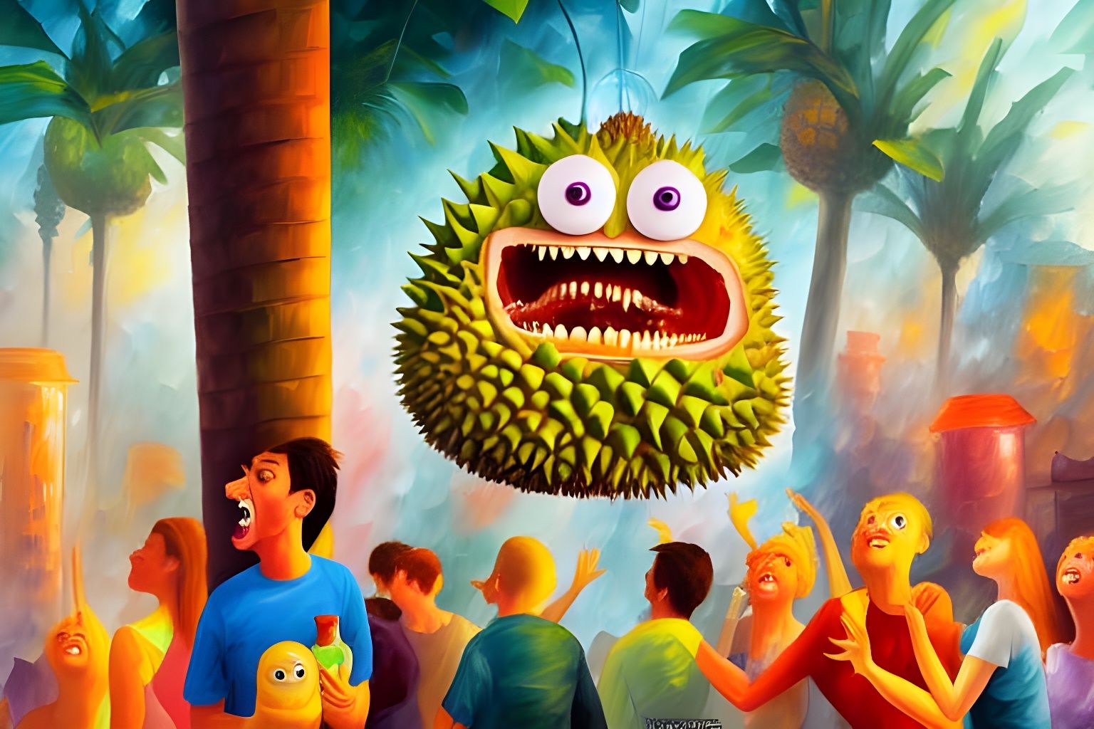 Horrified Crowd Runs From Toxic Durian