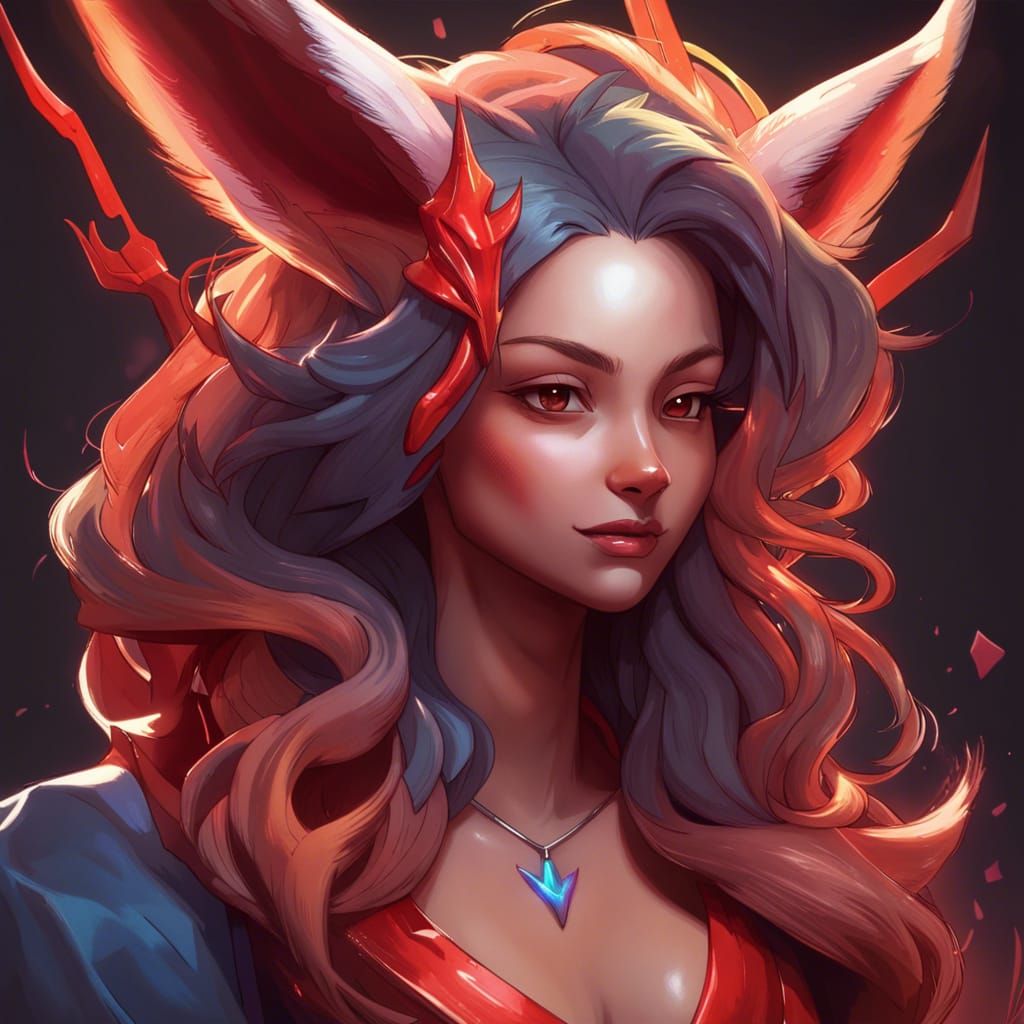 Detailed Portrait of a Demonic Fox Creature