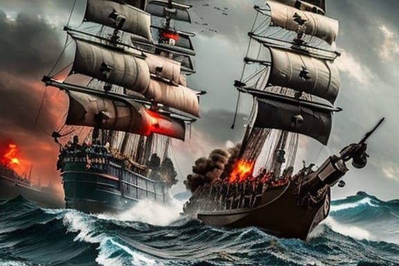 Pirate Battle in Stormy Seas: Epic Cinematic Scene