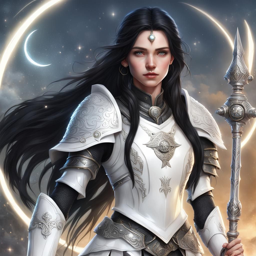 Hyperrealistic Woman in Magical Armor with Staff
