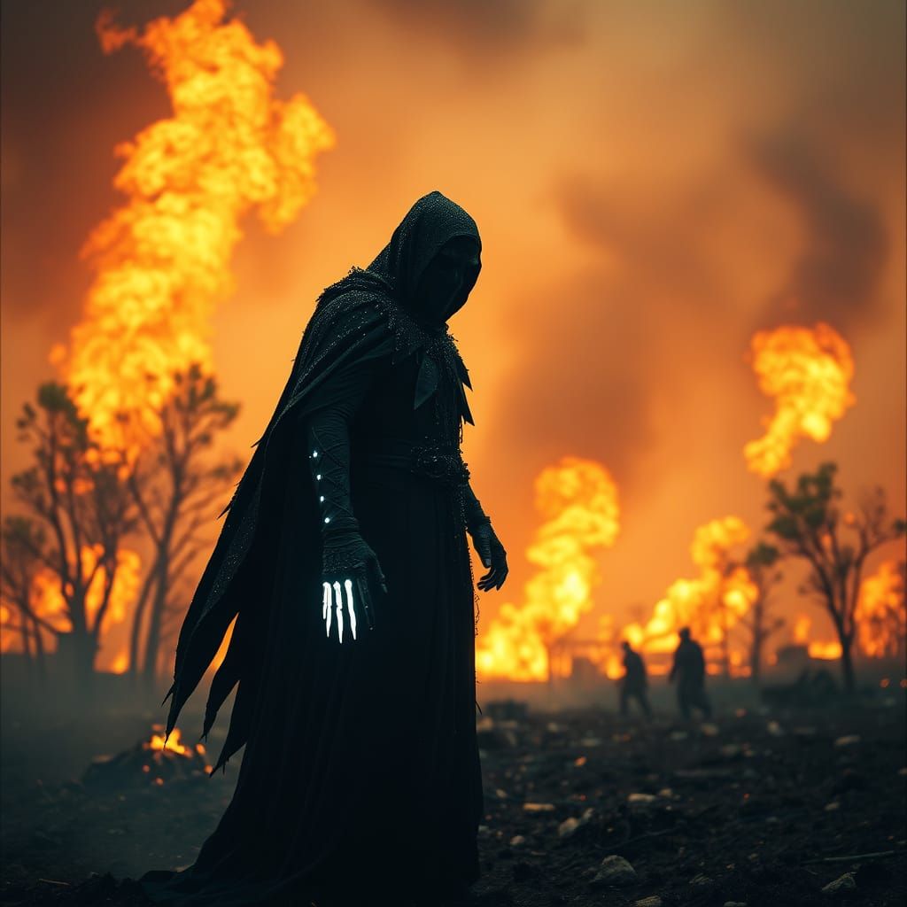 Angel of Death in a Smoldering Battlefield