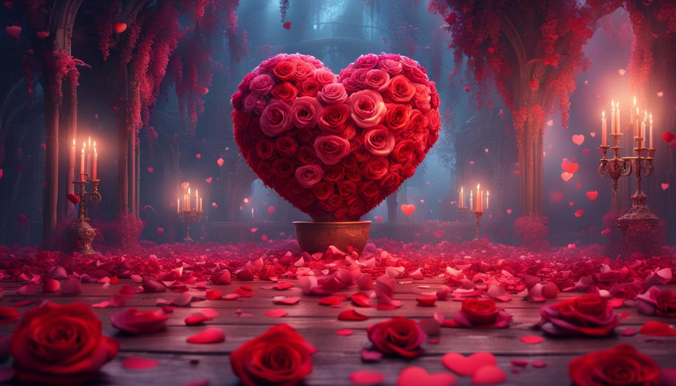 Valentine's Day Rose Heart in High-Detail Photography