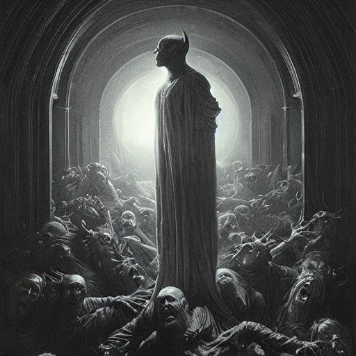 Mac Miller with Demons in Horror Style