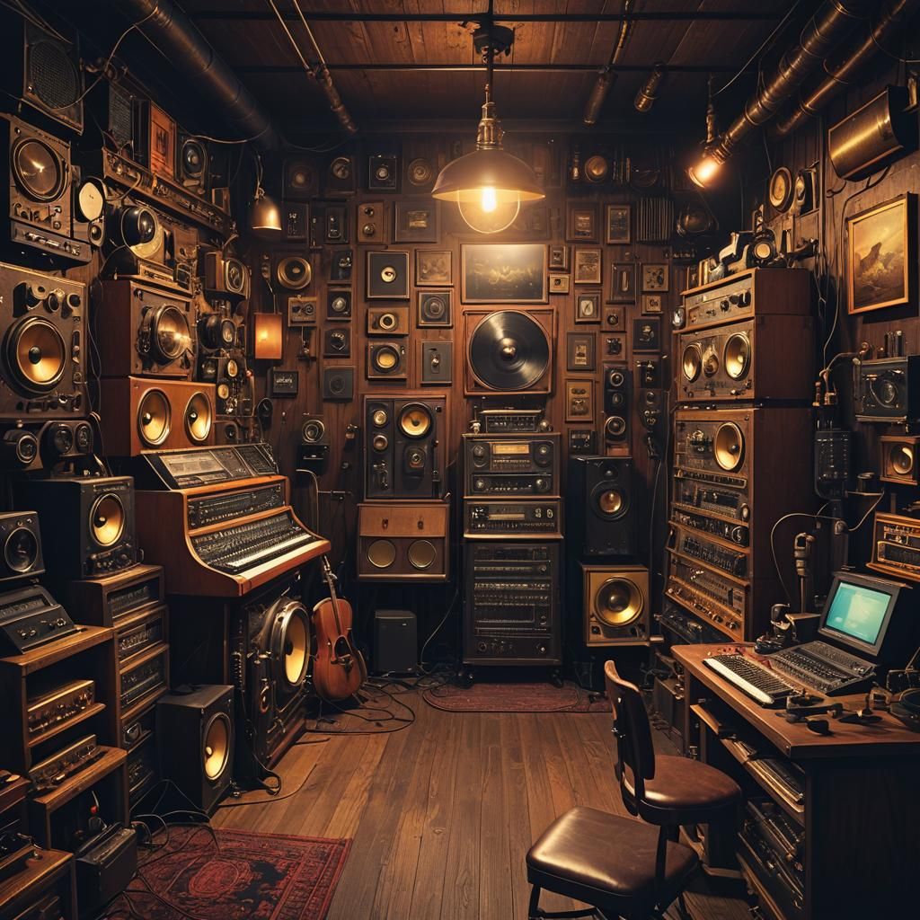 Vintage Radio Studio in Industrial Fantasy Style