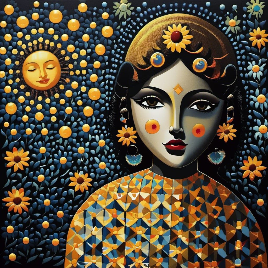 Whimsical Dark Fantasy Fairy Animals, Klimt Style