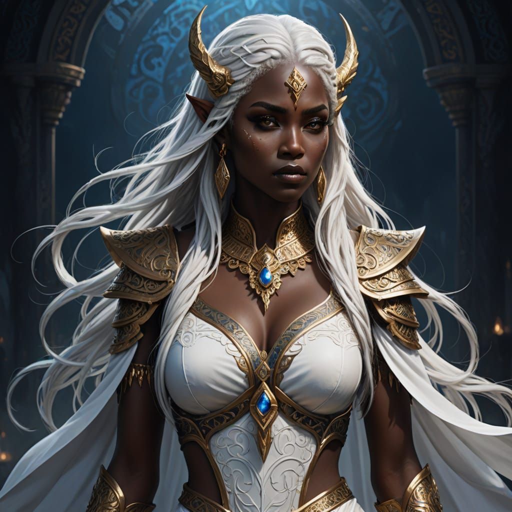 Fantasy Warrior Woman with Gold Tattoos, Digital Art