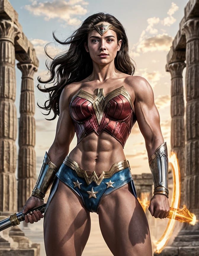 Wonderwoman in Valley Girl Cyberpunk Style