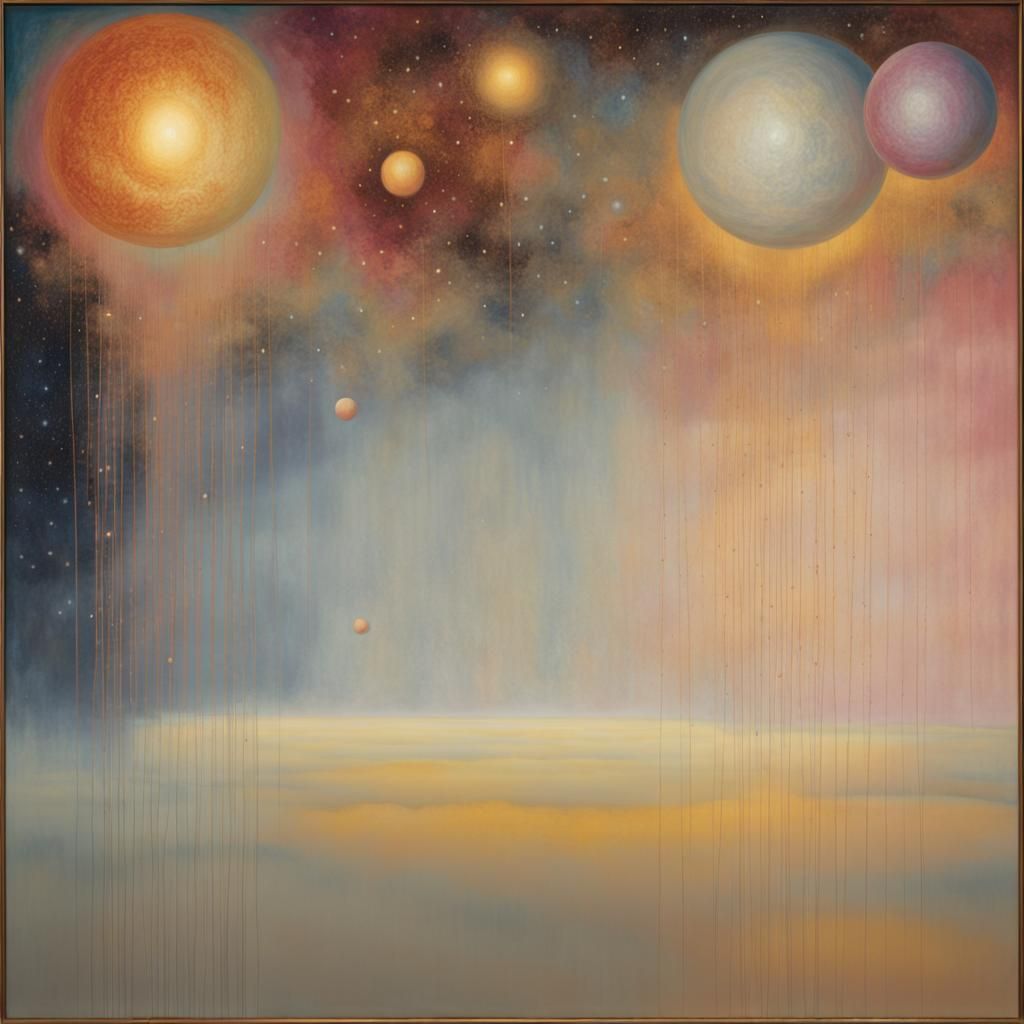 Ethereal Dreamscape of Glowing Thoughts in Starry Expanse