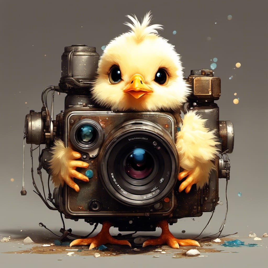 Adorable Chibi Chick Photographer in Detailed 3D