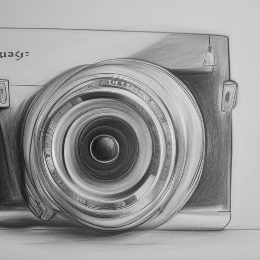 Hyperdetailed Charcoal Drawing of a Camera