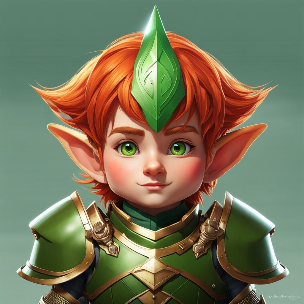Gnome Knight Portrait in Hyperdetailed Style