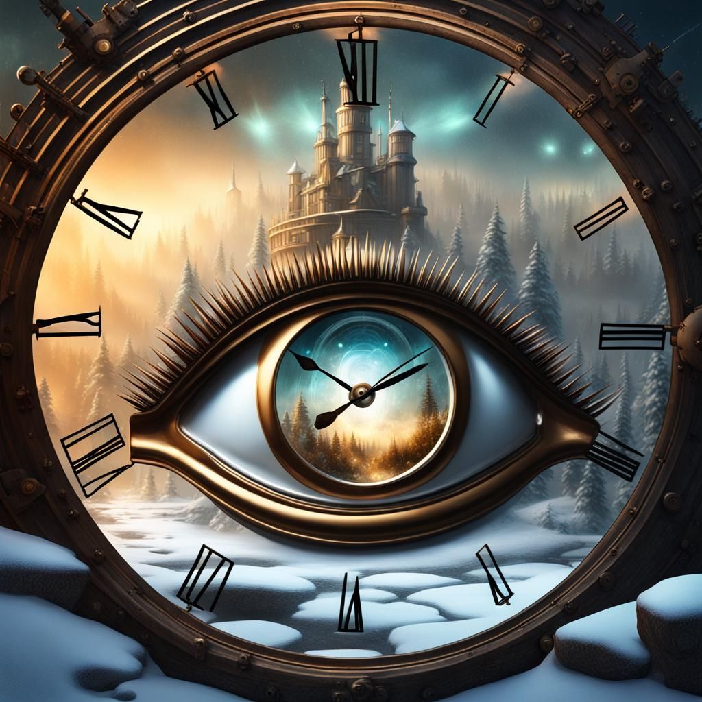 Steampunk Eye Reveals Winter Landscape with Clockwork Tears