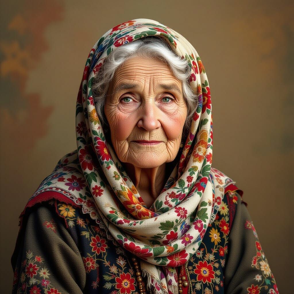 Russian Hag Portrait in Fantasy Realism Style