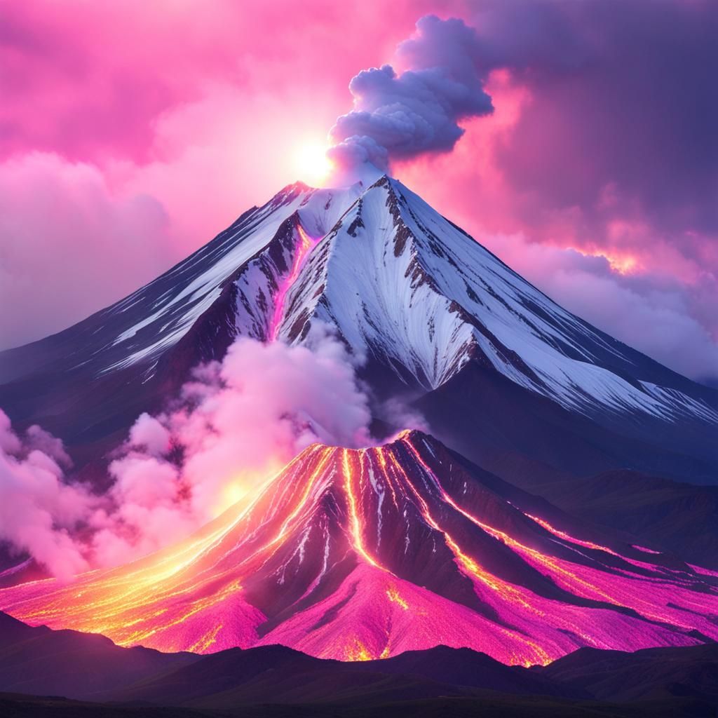 Iridescent Pink Volcano Eruption in Divine Light