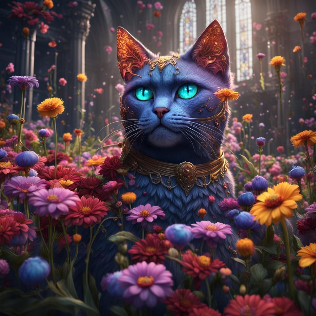 Cat-Eyed Flowers: 3D Fantasy Concept Art