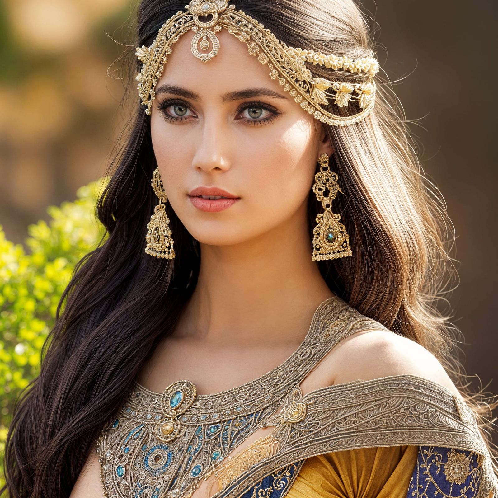 Elegant Greek Goddess with Flowing Hair