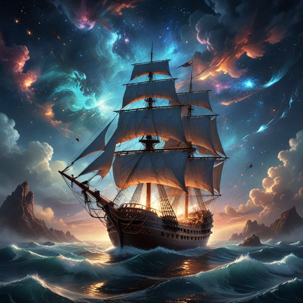 Schooner in a Bottle Among the Stars