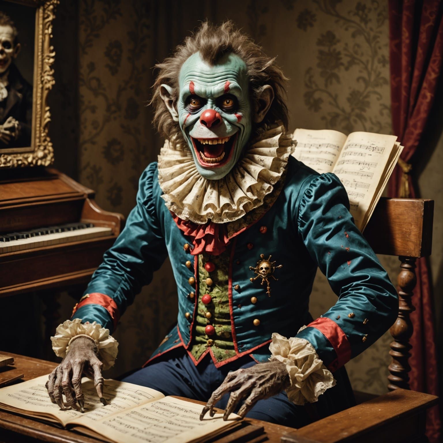 Baroque Horror Composer at the Harpsichord