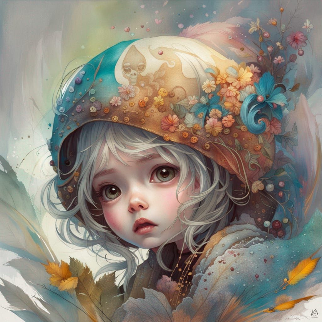 Adorable Crying Ghost Portrait with Big Eyes