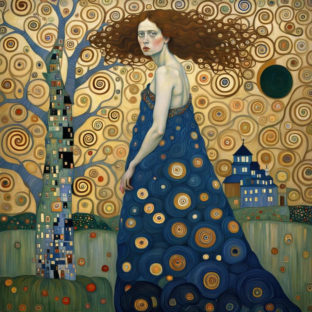 Intense Panic Attack in Gustav Klimt Style