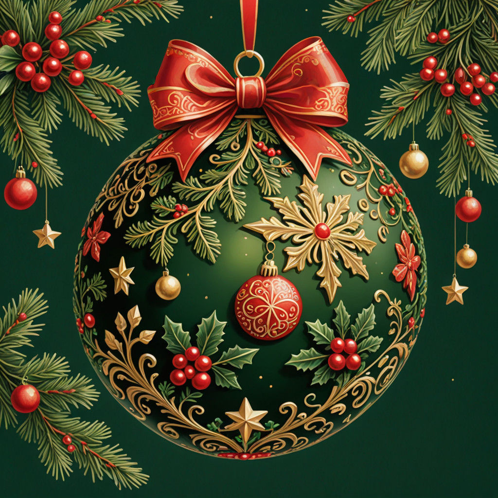 Vintage-Inspired Christmas Ball Ornament Scene