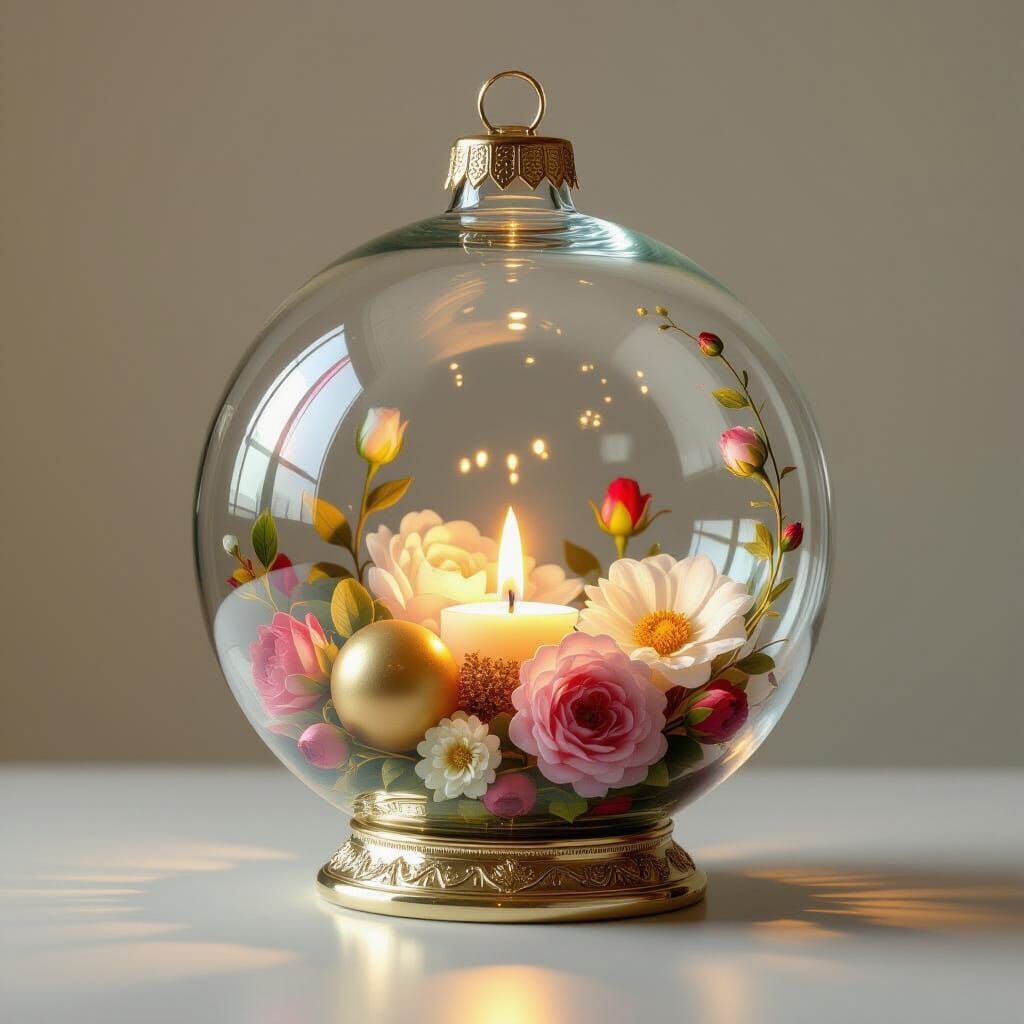 Hyperrealistic Glass Ball of Beautiful Things