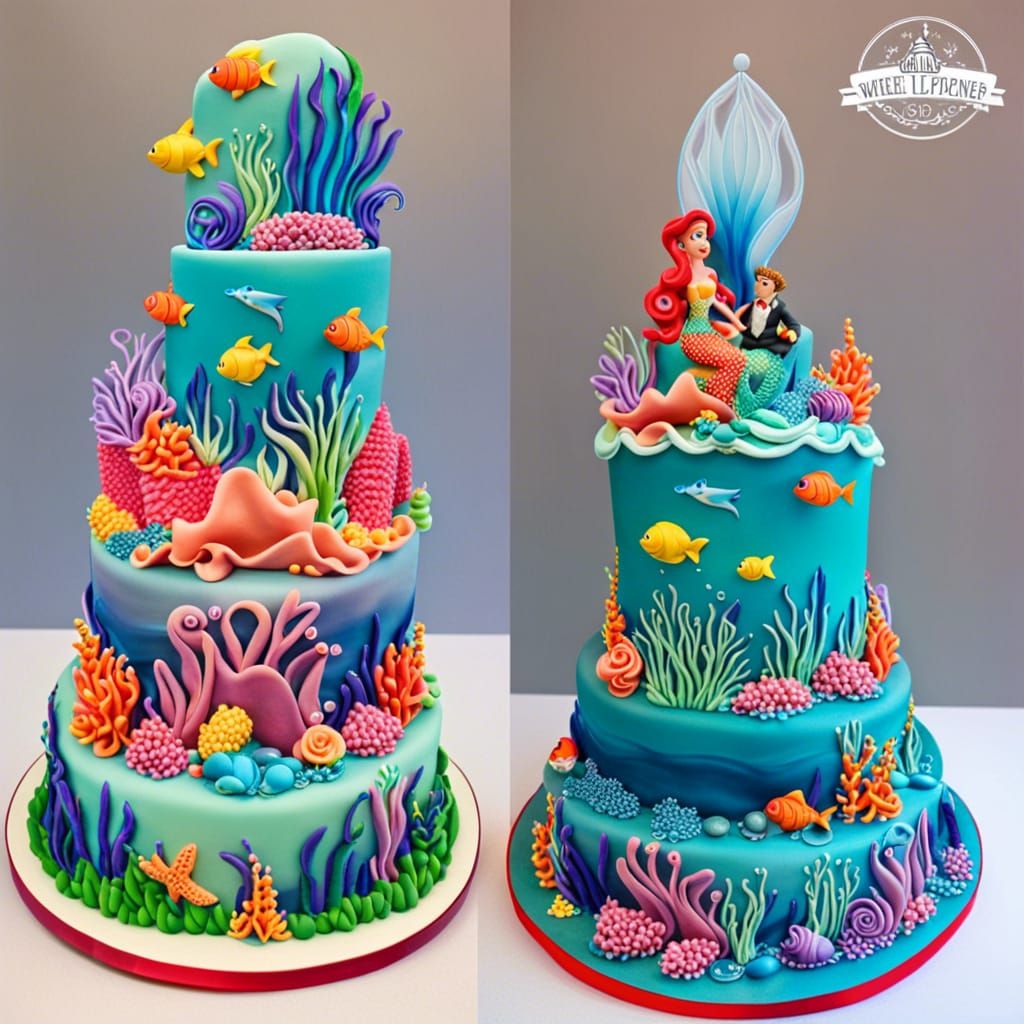 Mermaid Wedding Cake with Underwater Landscape