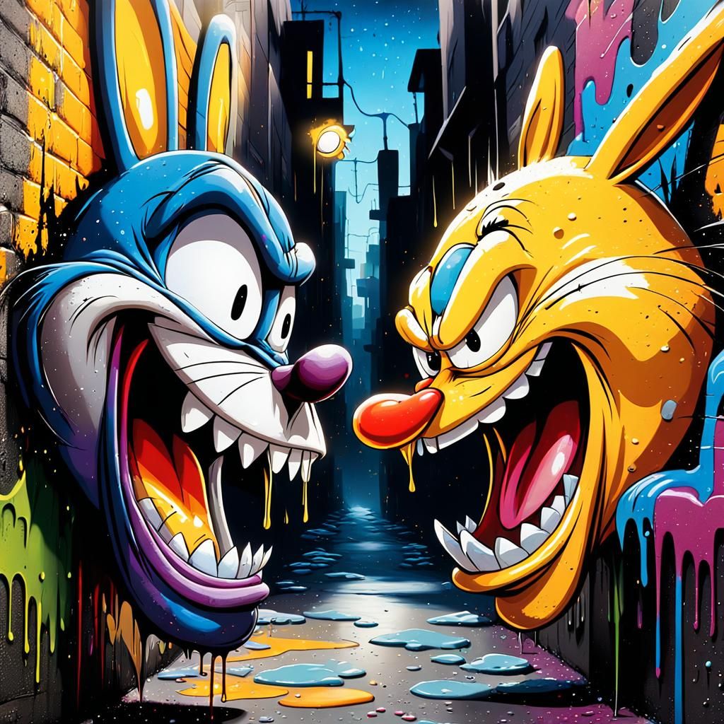 Menacing Looney Tunes Villains in Surreal Graffiti Art