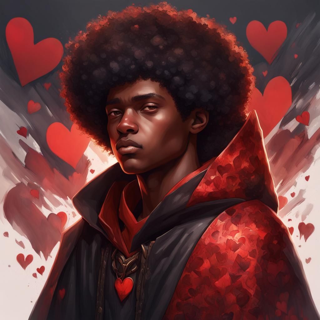 Teen in Broken Heart Cloak: Artgerm and Mucha Style