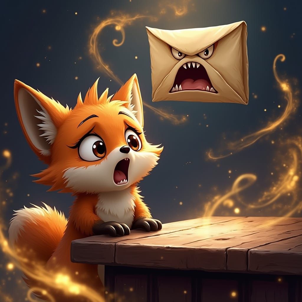 Cartoon Fox Receives Bizarre Letter in Enchanted Setting
