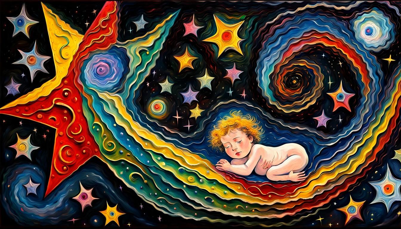 Electromagnetic Starscape in Impasto Style