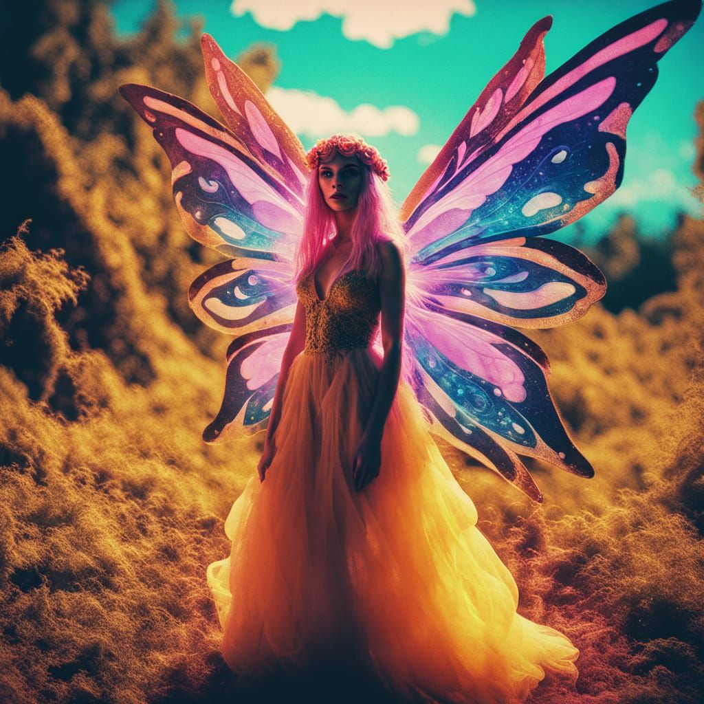 Psychedelic Fairy in Cinematic Film Still
