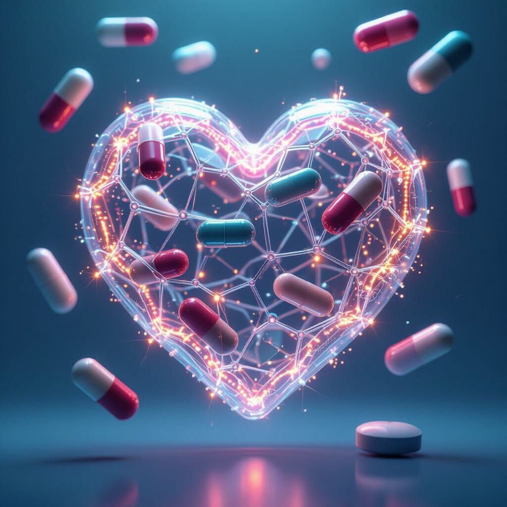 Heart Bio-Network in Synthwave Neon Retro Style