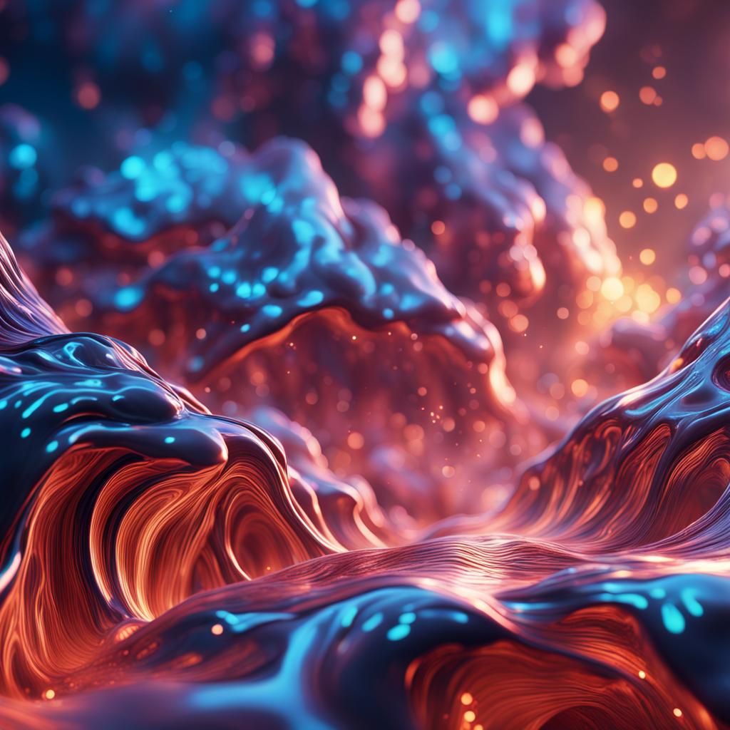 Liquid Metal Clouds Dripping Light Waves Dream